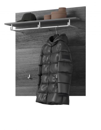 Garderobenpaneel Scout in Rauchsilber grau Wandgarderobe 90 x 98 cm