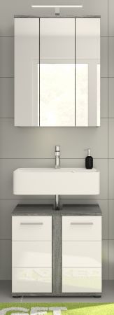 Badezimmer Spiegelschrank Blake in Rauchsilber grau Badschrank 3-trig 60 x 77 cm