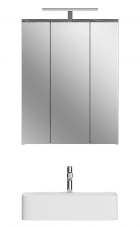 Badezimmer Spiegelschrank Blake in Rauchsilber grau Badschrank 3-trig 60 x 77 cm