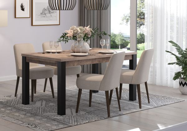 Esstisch Emile in Eiche Tabak und schwarz K�chentisch 160 x 90 cm