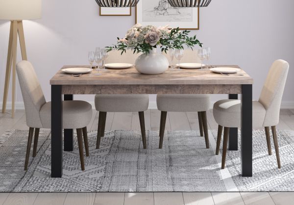 Esstisch Emile in Eiche Tabak und schwarz K�chentisch 160 x 90 cm