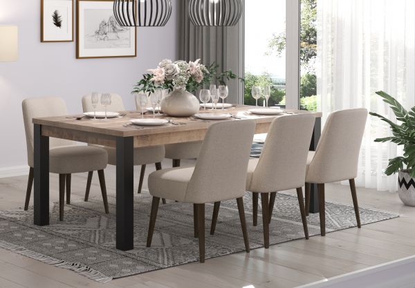 Esstisch Emile in Eiche Tabak und schwarz Kchentisch 200 x 100 cm