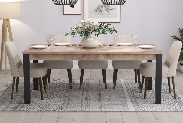 Esstisch Emile in Eiche Tabak und schwarz Kchentisch 200 x 100 cm