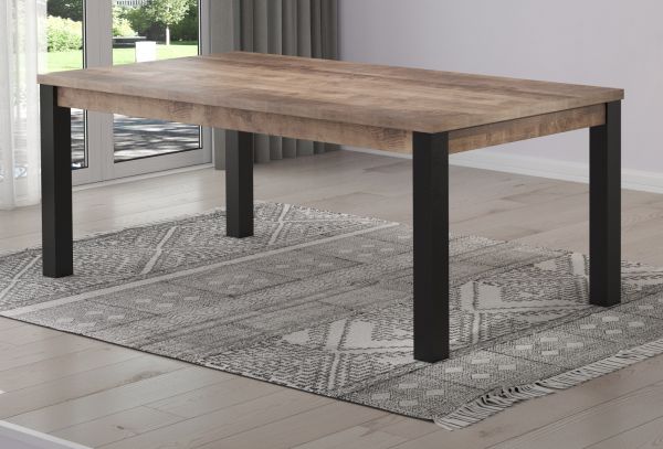 Esstisch Emile in Eiche Tabak und schwarz Kchentisch 200 x 100 cm