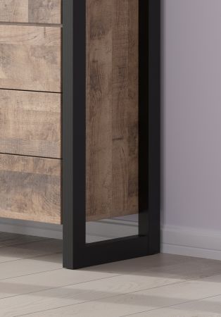 Vitrine Emile in Eiche Tabak und schwarz Wohn- und Esszimmer Vitrinenschrank 106 x 195 cm