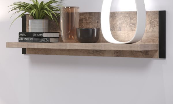 Wandboard Emile in Eiche Tabak und schwarz Bcherregal 110 cm