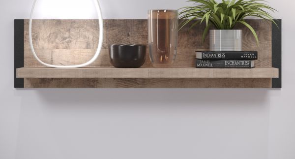 Wandboard Emile in Eiche Tabak und schwarz Bcherregal 110 cm