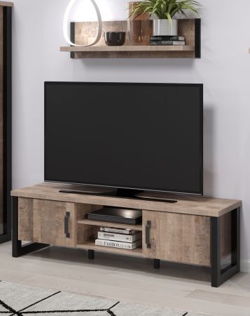 Wandboard Emile in Eiche Tabak und schwarz Bcherregal 110 cm