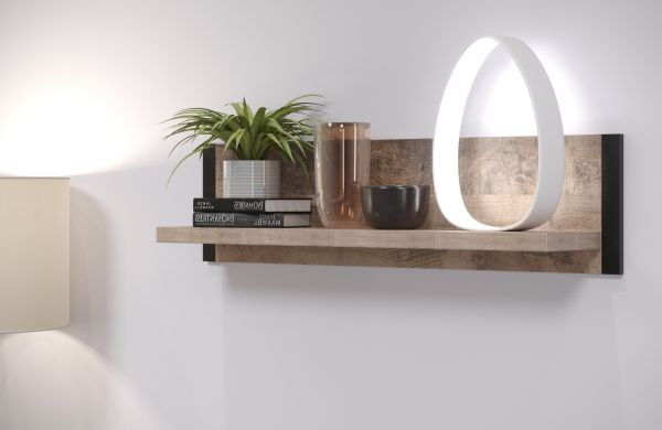 Wandboard Emile in Eiche Tabak und schwarz Bcherregal 110 cm