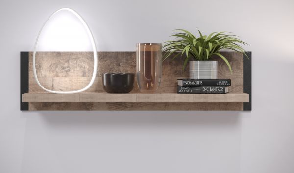 Wandboard Emile in Eiche Tabak und schwarz Bcherregal 110 cm
