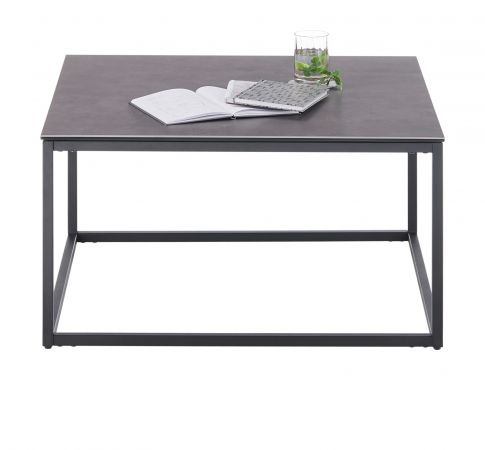Couchtisch Varna in Keramik grau und schwarz Beistelltisch quadratisch 75 x 75 cm