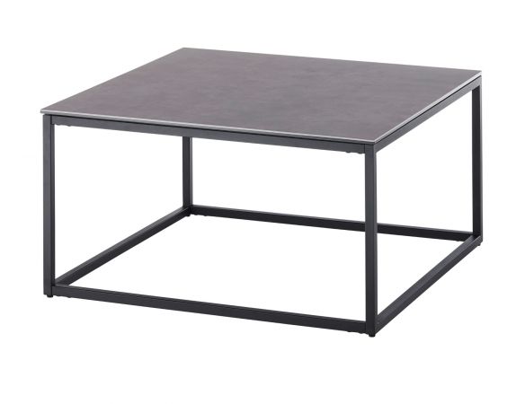 Couchtisch Varna in Keramik grau und schwarz Beistelltisch quadratisch 75 x 75 cm