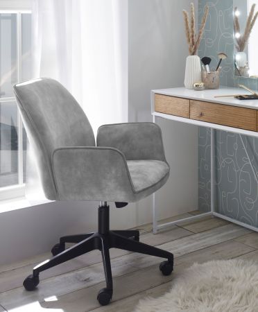 Brostuhl O-Ottawa in grau Velvet mit Armlehne Schreibtischstuhl fr Homeoffice und Bro