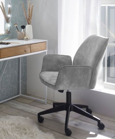 Brostuhl O-Ottawa in grau Velvet mit Armlehne Schreibtischstuhl fr Homeoffice und Bro