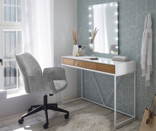 Brostuhl O-Ottawa in grau Velvet mit Armlehne Schreibtischstuhl fr Homeoffice und Bro