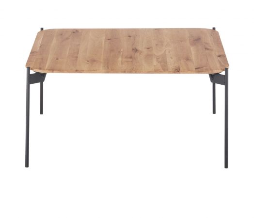 Couchtisch Alto in Eiche massiv gelt Beistelltisch mit Metallgestell quadratisch 80 x 80 cm