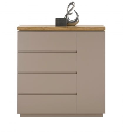 Kommode Palamos in warmgrau matt lackiert und Akazie massiv Wohn- und Esszimmer Sideboard 100 cm