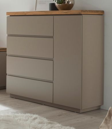 Kommode Palamos in warmgrau matt lackiert und Akazie massiv Wohn- und Esszimmer Sideboard 100 cm