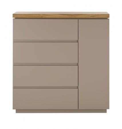 Kommode Palamos in warmgrau matt lackiert und Akazie massiv Wohn- und Esszimmer Sideboard 100 cm