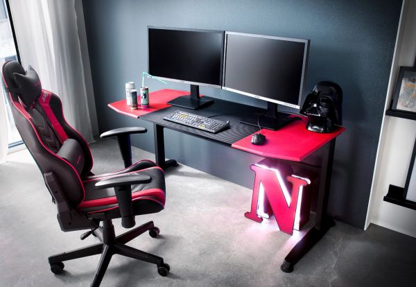 Gamingtisch mcRacing in schwarz und rot Computertisch 160 x 70 cm Gaming Desk