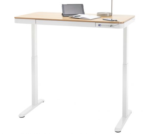 Schreibtisch Barco in wei und Eiche Computertisch elektrisch hhenverstellbar 120 x 60 cm