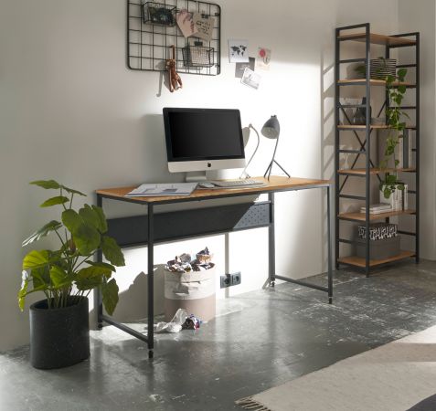 Schreibtisch Corinth in Wildeiche und schwarz Computertisch fr Homeoffice und Bro 120 x 60 cm