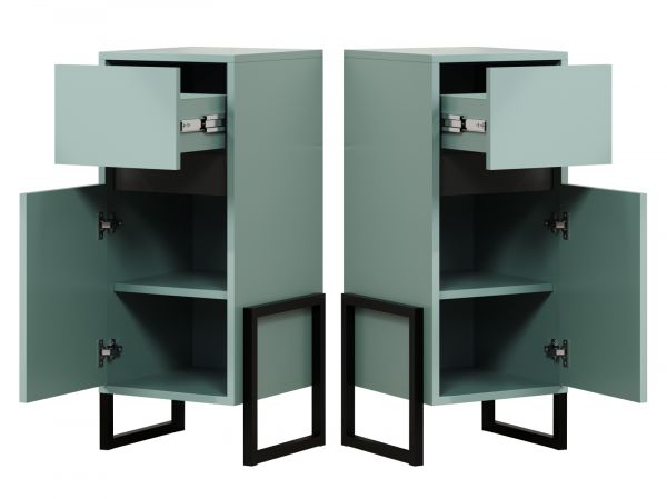 Badezimmer Kommode Matix in dusk blue und grau Badkommode 36 x 80 cm