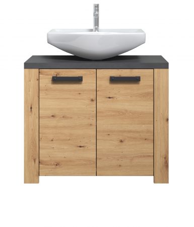 Waschbeckenunterschrank Follow in Artisan Eiche und Matera grau Badezimmer Unterschrank 79 x 67 cm