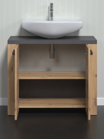Waschbeckenunterschrank Follow in Artisan Eiche und Matera grau Badezimmer Unterschrank 79 x 67 cm
