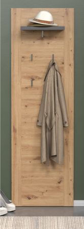 Garderobenpaneel Follow in Artisan Eiche und Matera grau Wandgarderobe 62 x 199 cm