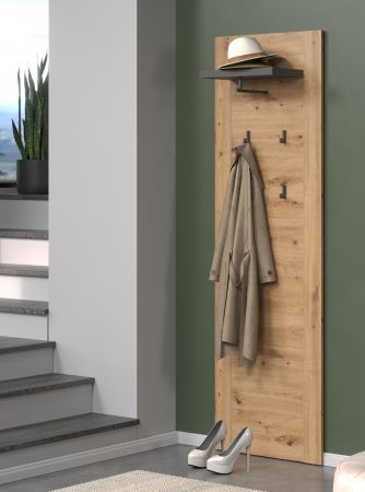 Garderobenpaneel Follow in Artisan Eiche und Matera grau Wandgarderobe 62 x 199 cm