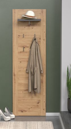 Garderobenpaneel Follow in Artisan Eiche und Matera grau Wandgarderobe 62 x 199 cm