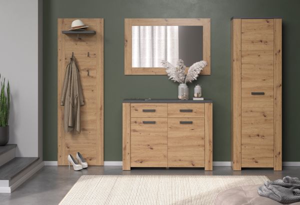 Garderobenpaneel Follow in Artisan Eiche und Matera grau Wandgarderobe 62 x 199 cm