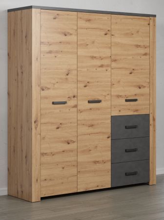 Kleiderschrank Follow in Artisan Eiche und grau Dreht�renschrank 3-t�rig 171 x 212 cm
