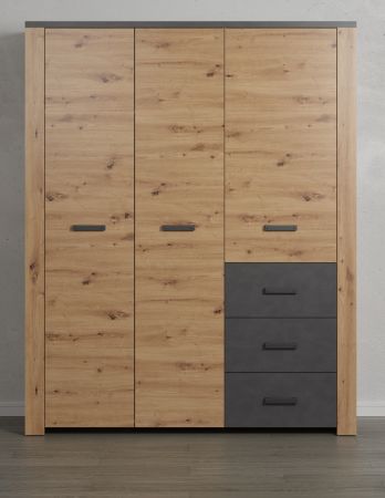 Kleiderschrank Follow in Artisan Eiche und grau Dreht�renschrank 3-t�rig 171 x 212 cm
