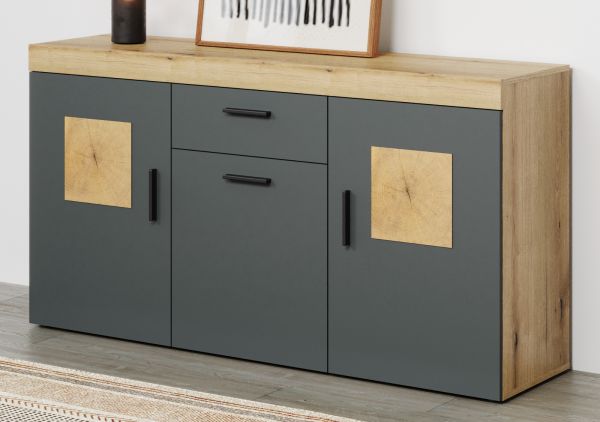 Sideboard Tyler in grau und Evoke Eiche Wohn- und Esszimmer Kommode 160 cm