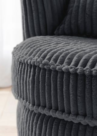 Drehsessel Comfy in grau Mega-Cord XL Sessel 360 drehbar inklusive 3 x Kissen