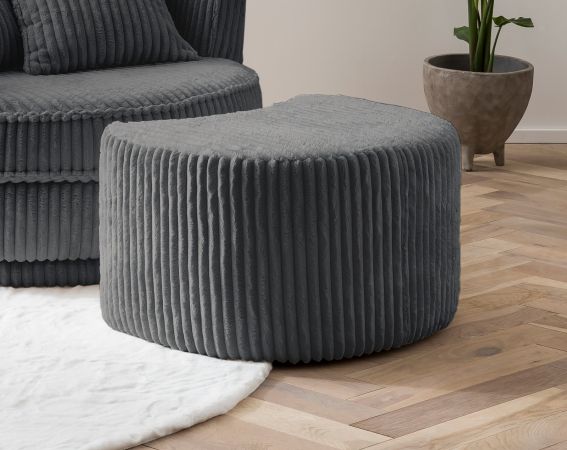 Drehsessel Comfy in grau Mega-Cord XL Sessel 360 drehbar inklusive 3 x Kissen