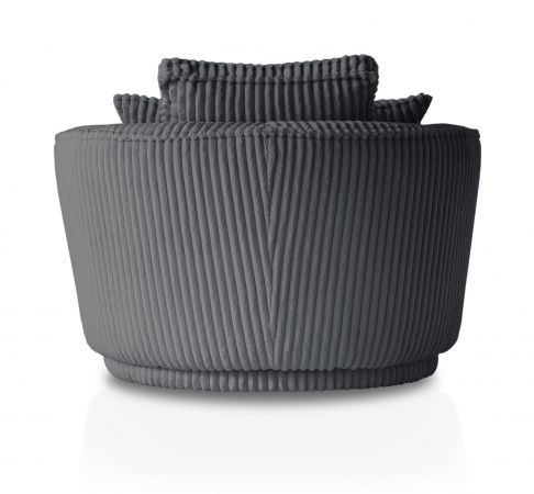 Drehsessel Comfy in grau Mega-Cord XL Sessel 360 drehbar inklusive 3 x Kissen