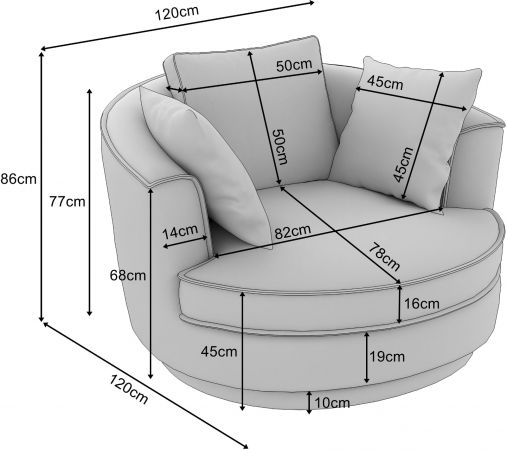 Drehsessel Comfy in wollwei Mega-Cord XL Sessel 360 drehbar inklusive 3 x Kissen