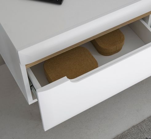 Sideboard Isgard in wei matt und Scandi Eiche Kommode skandinavisch 107 x 83 cm