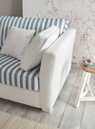 Sofa Hooge in creme und blau Landhaus Wohnzimmer Couch 2,5-Sitzer 200 cm