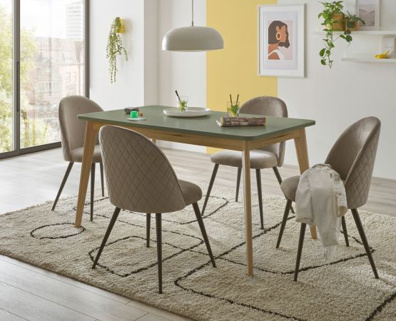 Esstisch Juna in Salbei und Evoke Eiche Kchentisch skandinavisch ausziehbar 140 / 180 x 80 cm