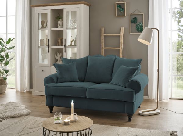 Sofa Adelina in blaugrn Landhaus Couch 2-Sitzer 170 cm