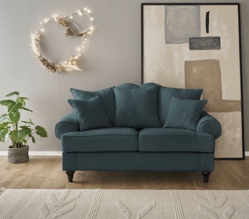 Sofa Adelina in blaugrn Landhaus Couch 2-Sitzer 170 cm