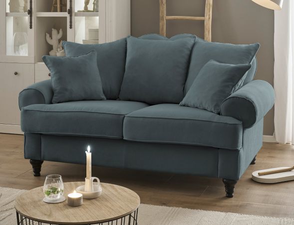 Sofa Adelina in grau Landhaus Couch 2-Sitzer 170 cm