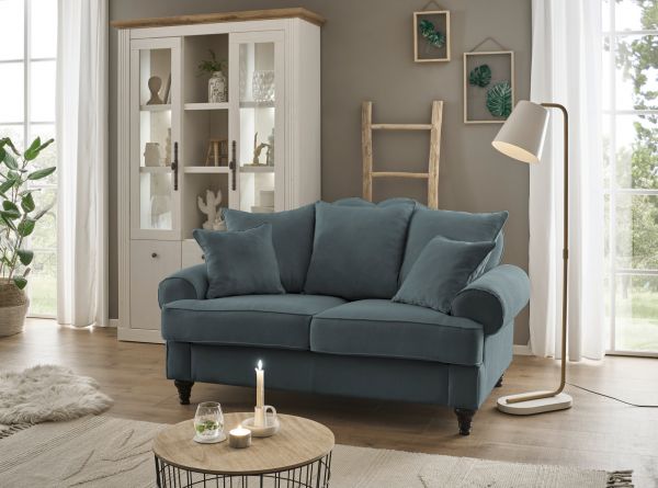 Sofa Adelina in grau Landhaus Couch 2-Sitzer 170 cm