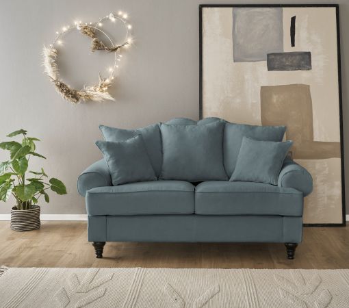 Sofa Adelina in grau Landhaus Couch 2-Sitzer 170 cm