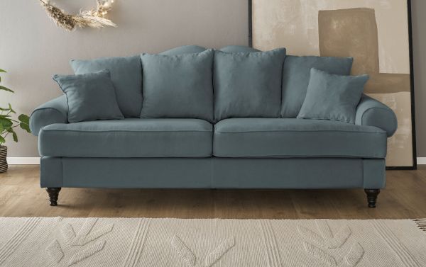 Sofa Adelina in grau Landhaus Couch 3,5-Sitzer 230 cm