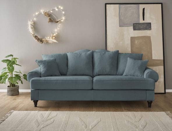 Sofa Adelina in grau Landhaus Couch 3,5-Sitzer 230 cm